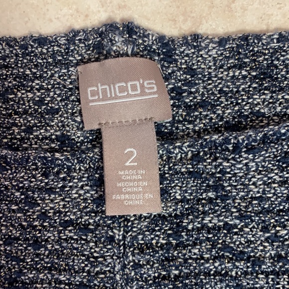 Chicos Boxy Cotton with Gold metallic Thead Loose Weave sweater 3/4 sleeve - Picture 7 of 8